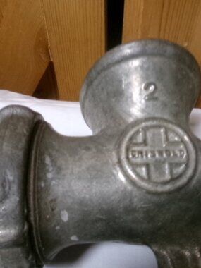 Food grinder Minimalist hand crank sausage meat veg work horse Griswold